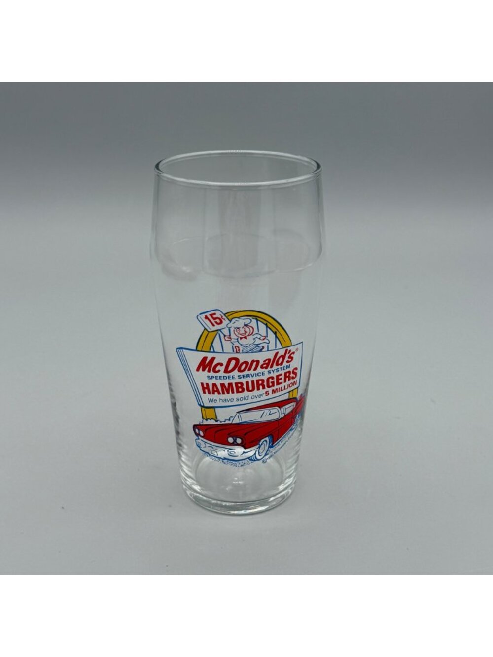 McDonalds Speedee Service System Retro Car & Golden Arch Design 6" Glass Libbey